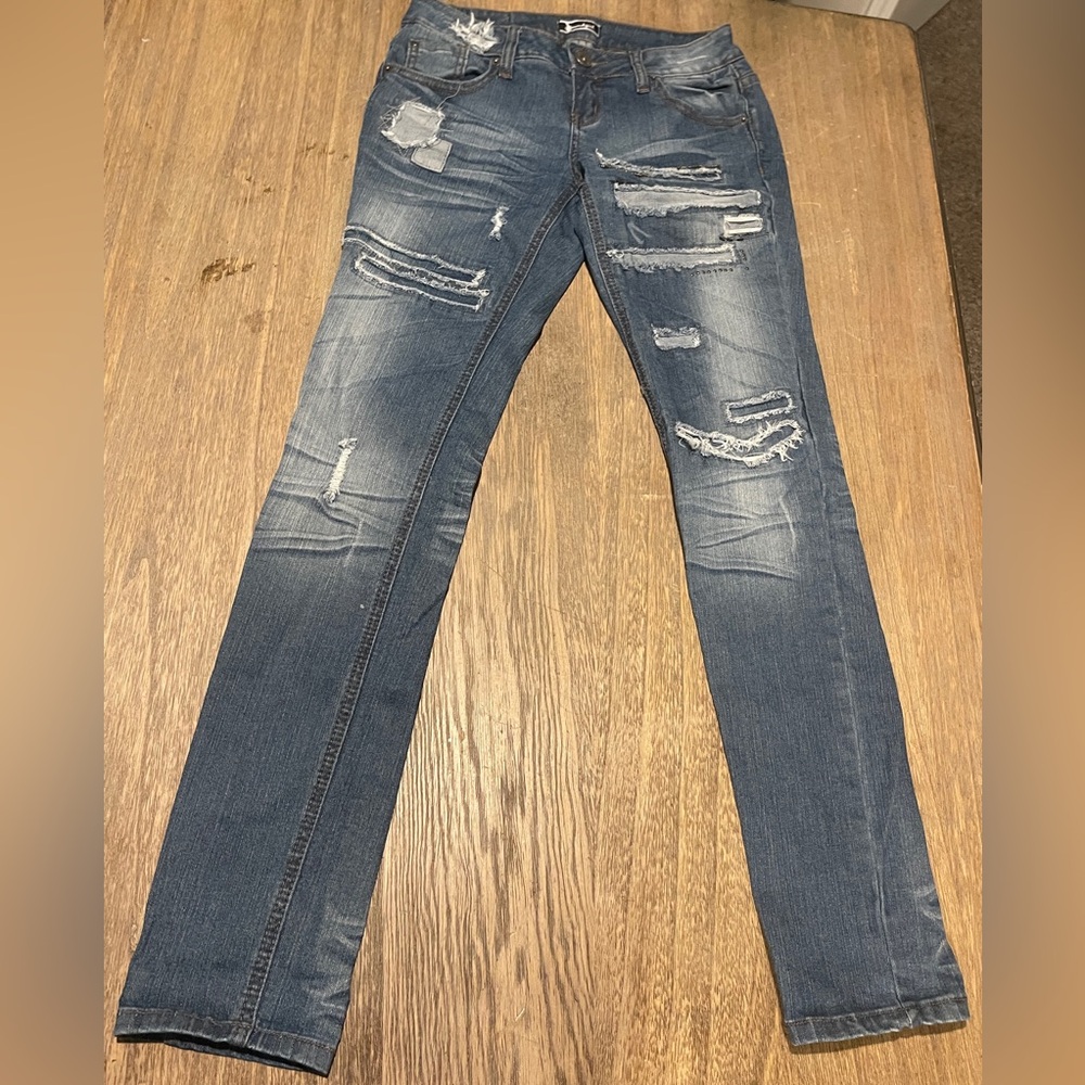 Soundgirl Light Denim Jeans with Stitch Detail, Size 5
